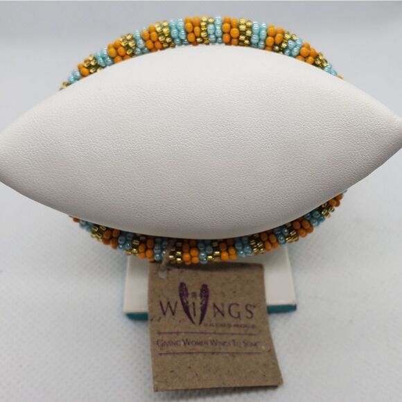 NWT Wings Orange & Blue Beaded Bracelet - Picture 4 of 5
